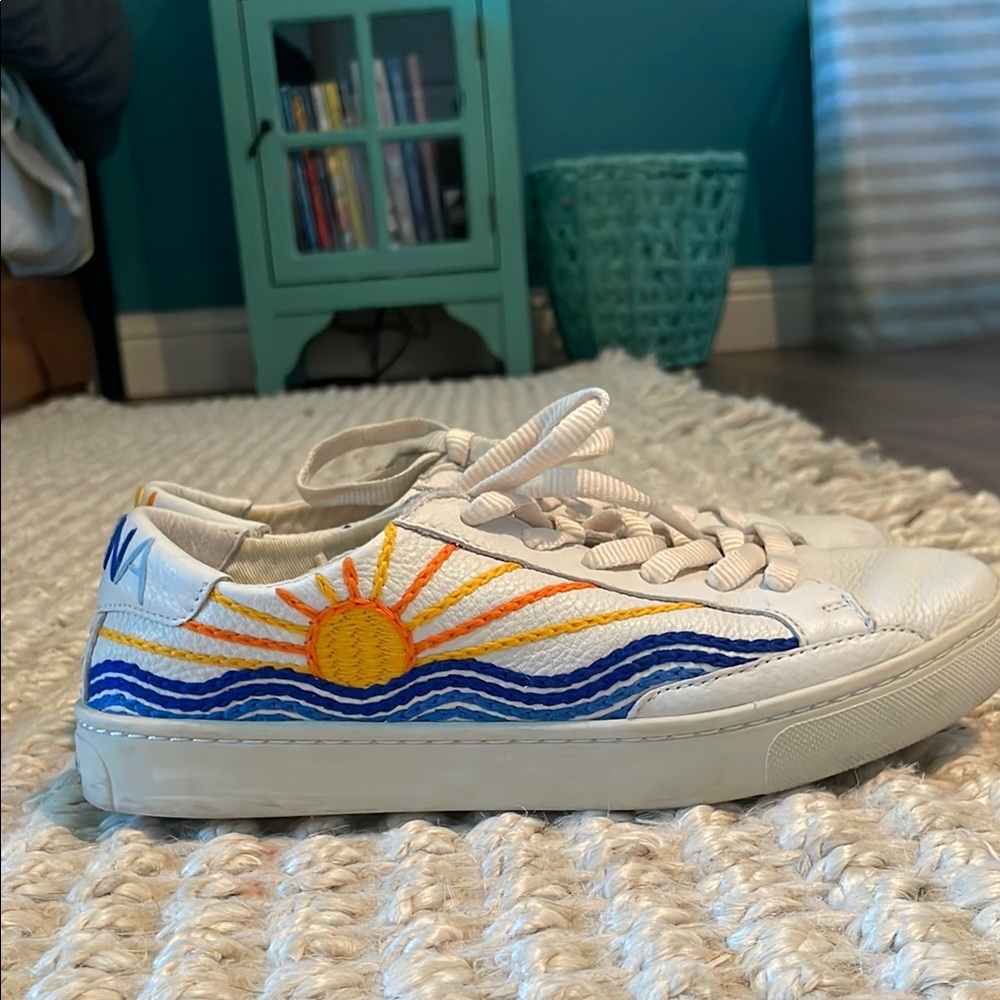 Soludos White and Blue Coastal Sneakers